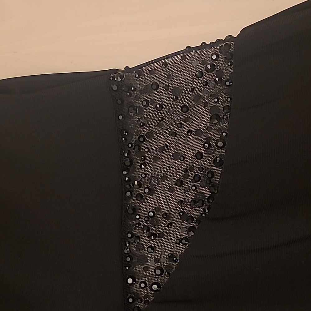 90s EUC Fiesta Fashionista Black Maxi Gown with Sheer/Beaded Details - Picture 4 of 13